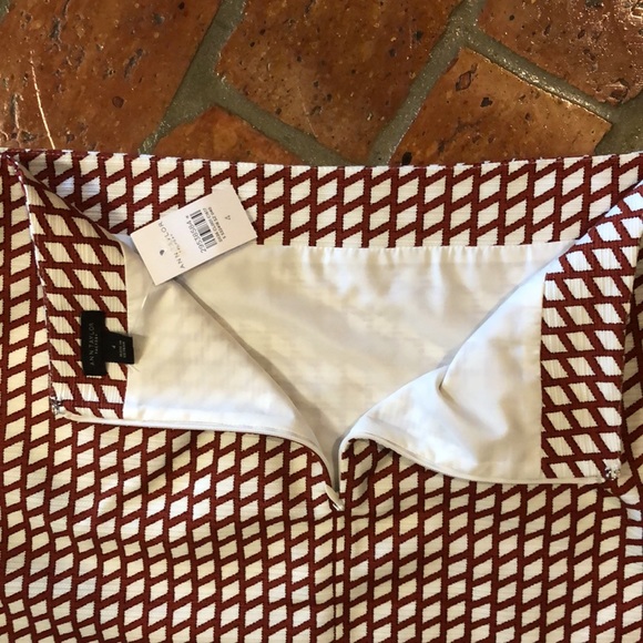 NWT Ann Taylor factory rust & cream geometric print knee length lined skirt sz4 - Picture 5 of 8